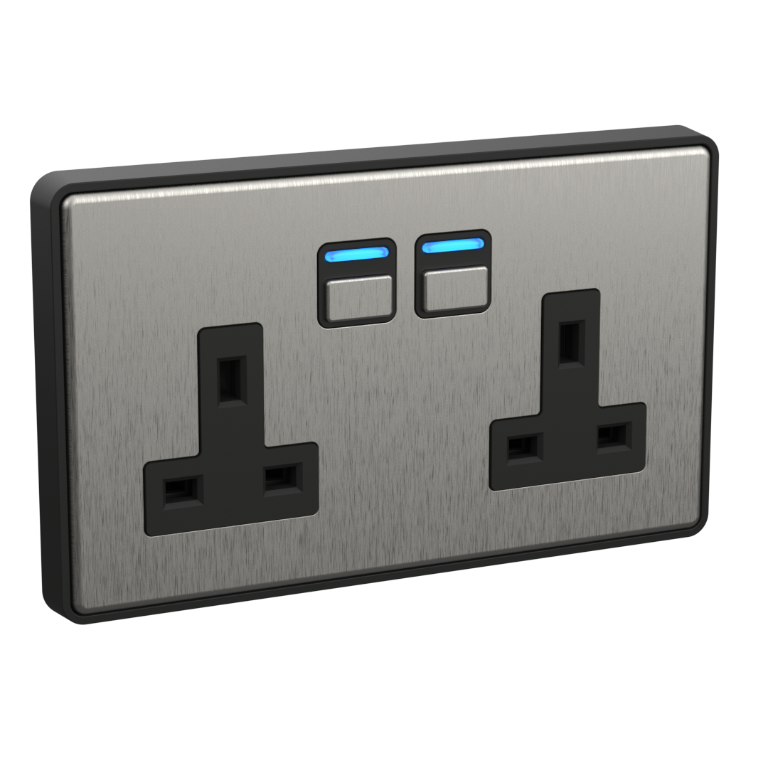 Smart Socket (2 gang) - Stainless Steel