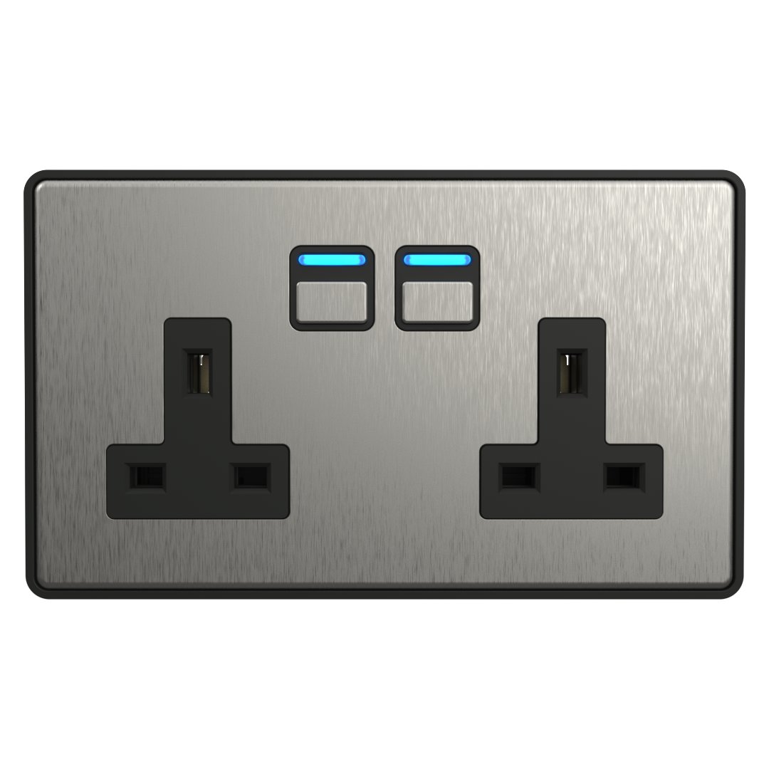 Smart Socket (2 gang) - Stainless Steel