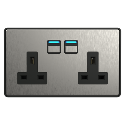 Smart Socket (2 gang) - Stainless Steel