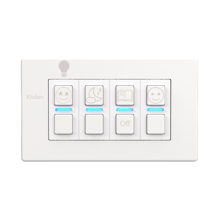Smart Dimmer (4 Gang) - White - Zakeke Draft Engraving